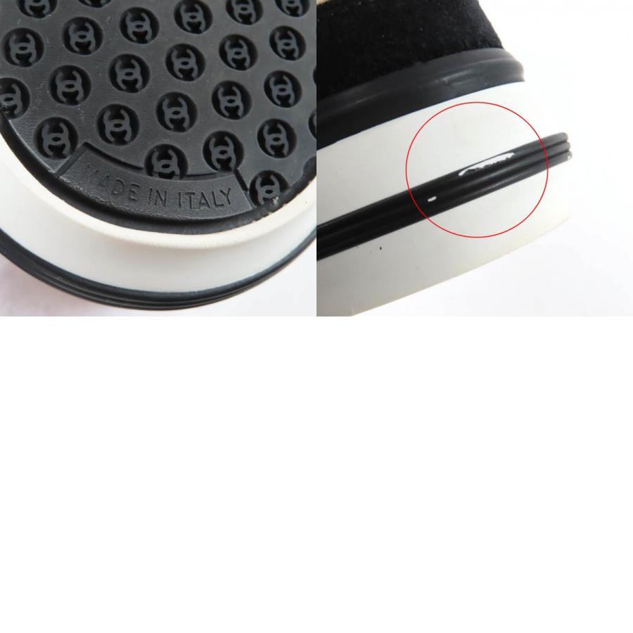 美品★CHANEL シャネル 23B 2023年製 G45208 ココマーク ベルベット レースアップ スニーカー ベージュ ブラック 36 伊製 レディース_9
