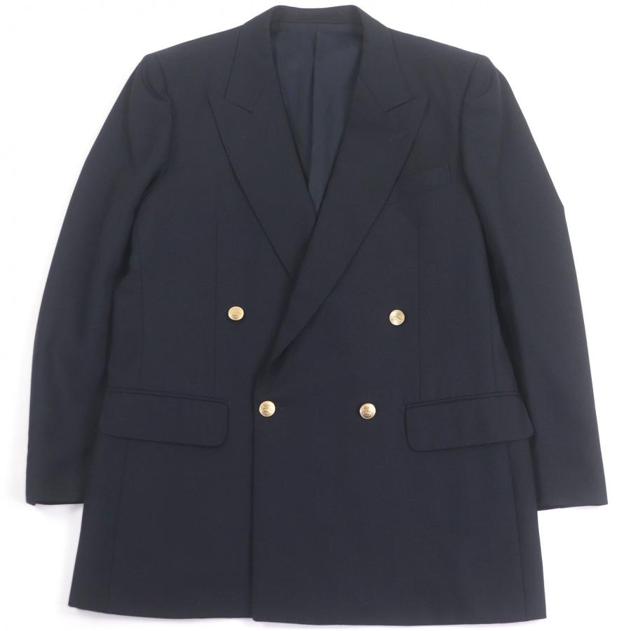 極美品□Burberrys バーバリー モヘア混 金ロゴボタン ダブルブレスト 紺ブレザー テーラードジャケット 96-84-180 A7 日本製 正規品 極美品□Burberrys バーバリー モヘア混 金ロゴボタン ダブルブレスト
