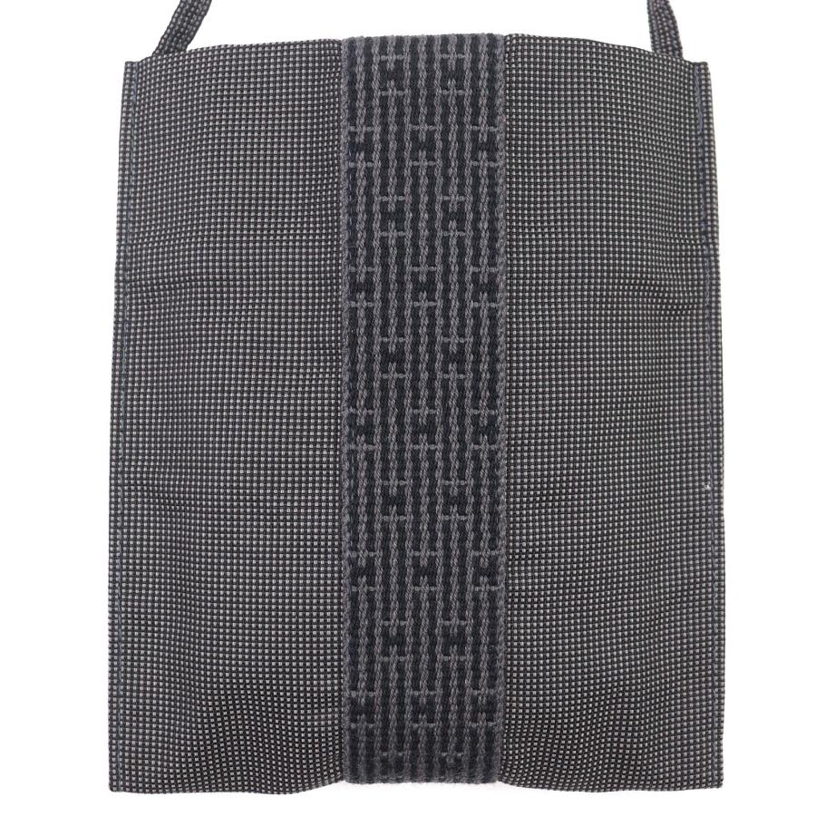 極美品△HERMES エルメス エールライン Hロゴ キャンバス ポシェット クロスボディバッグ ショルダーバッグ グレー 仏製 レディース HERMES（エルメス） 極美品△HERMES エールライン Hロゴ キャンバス