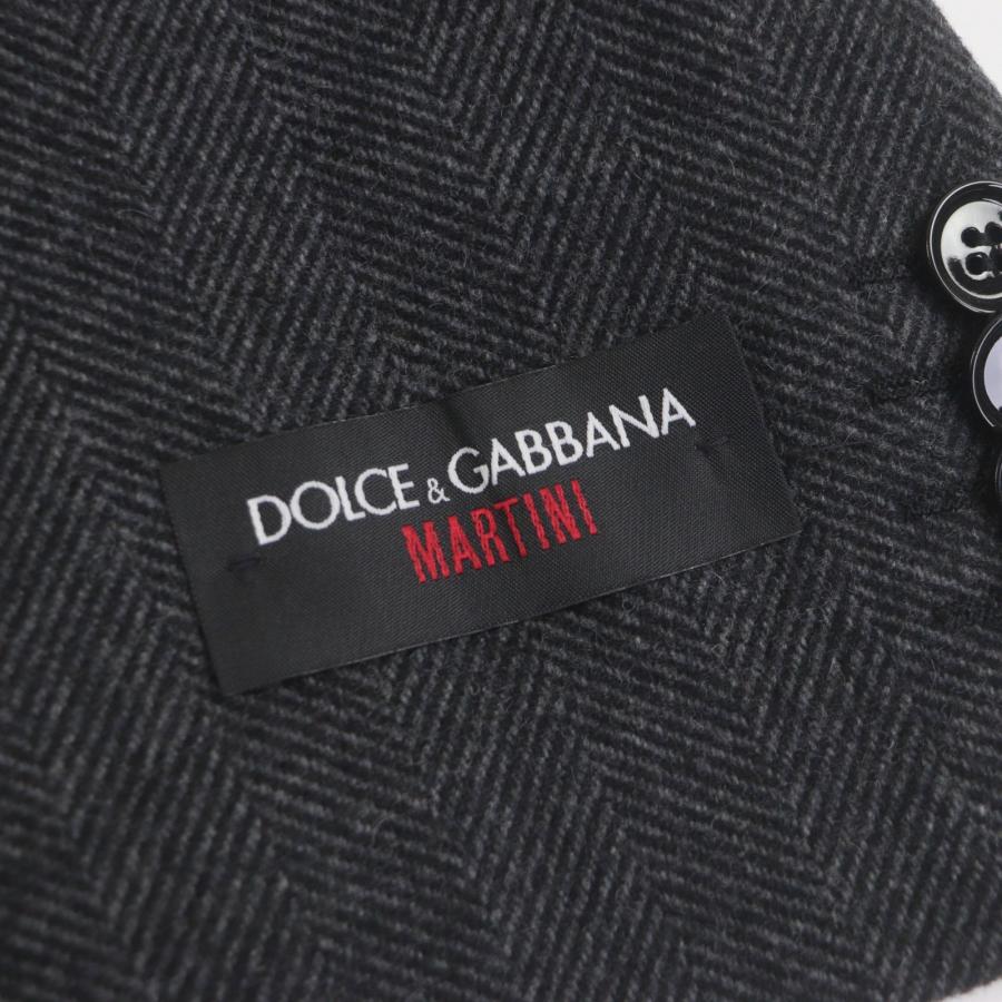 未使用品▼DOLCE&GABBANA ドルチェ＆ガッバーナ MARTINI ウール60% 黒タグ ヘリンボーン柄 比翼仕立て ツイードコート グレー 44 イタリア製 正規品 メンズ 未使用品▽DOLCE&GABBANA ドルチェ＆ガッバーナ MARTINI ウール60% 黒