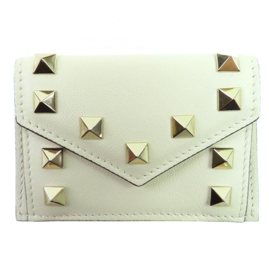 美品 VALENTINO GARAVANI ロックスタッズ 折り財布 付属品有り 未使用品◇Valentino Garavani ヴァレンティノガラヴァーニ ロック