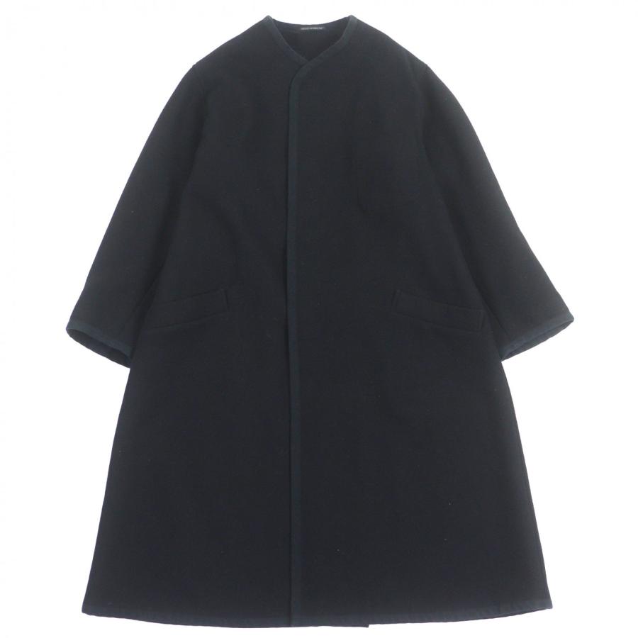 美品▼Yohji Yamamoto POUR HOMME ヨウジヤマモトプールオム 21AW HX-D27-126 ARMY MELTON COAT ウール100% バックロゴ コート ブラック 3 日本製 正規品 メンズ 美品▽Yohji Yamamoto POUR HOMME ヨウジヤマモトプールオム 21AW HX