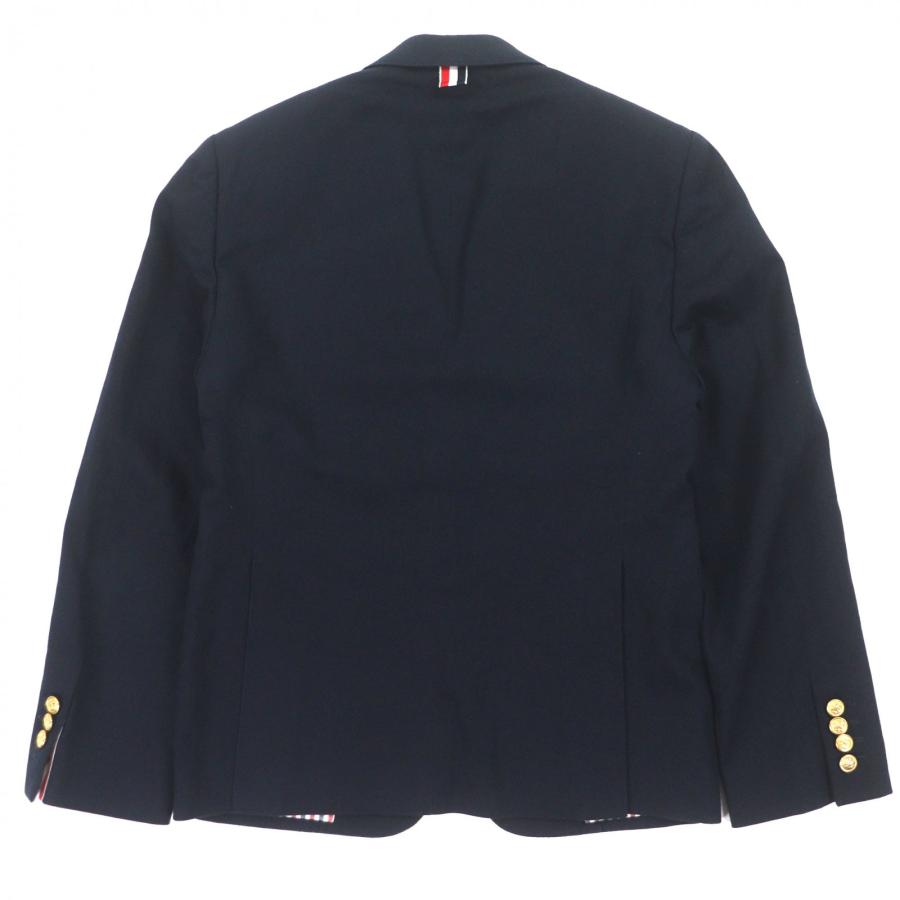 美品▽THOM BROWNE トムブラウン MJU060AW7017 金ボタン 紺ブレザー 