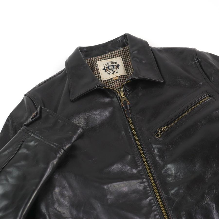 美品□LEATHER BOMU レザーボム ホースハイド 裏地ウールブレンド