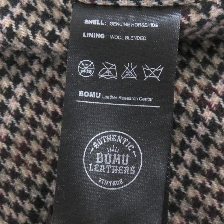 美品□LEATHER BOMU レザーボム ホースハイド 裏地ウールブレンド