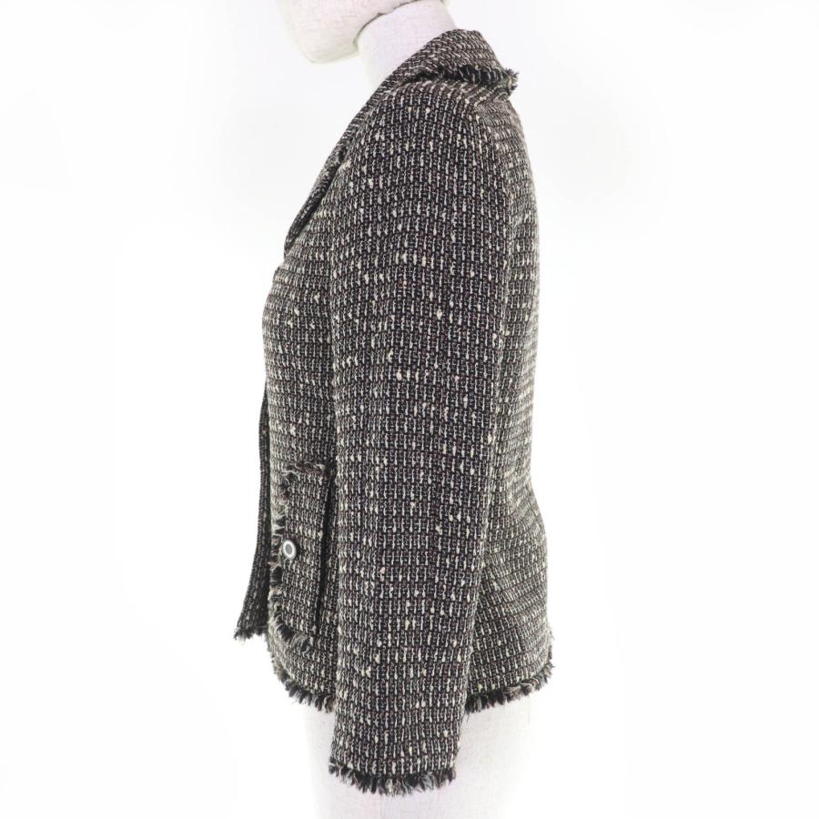 極美品☆CHANEL シャネル ヴィンテージ 03A P21954V12899 ウール ウッドシェルロゴボタン ツイード ジャケット ブラウン系 34 正規品の画像