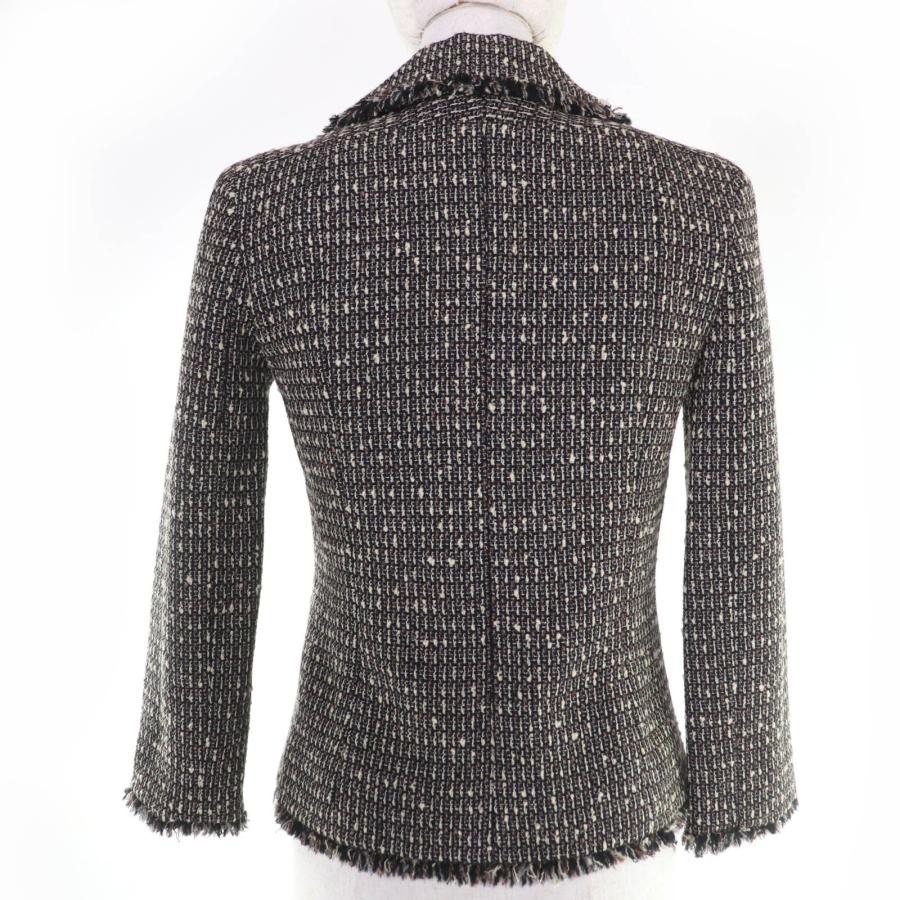 極美品☆CHANEL シャネル ヴィンテージ 03A P21954V12899 ウール ウッドシェルロゴボタン ツイード ジャケット ブラウン系 34 正規品の画像