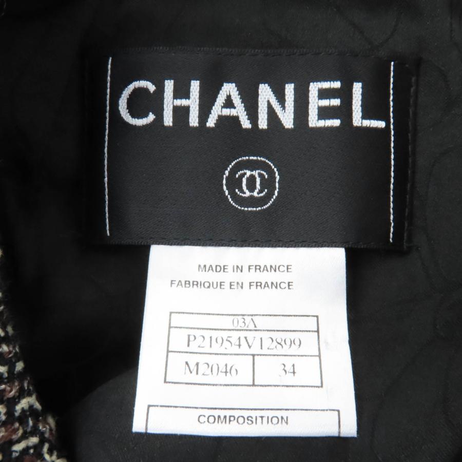 極美品☆CHANEL シャネル ヴィンテージ 03A P21954V12899 ウール ウッドシェルロゴボタン ツイード ジャケット ブラウン系 34 正規品の画像