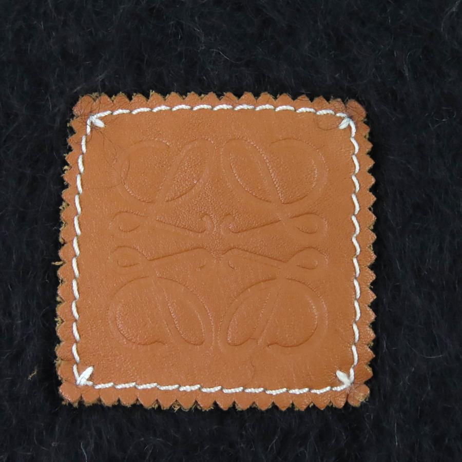 LOEWE ロエベ モヘヤ ウール マフラー アナグラム レザー ロゴ LOEWE（ロエベ） 美品△LOEWE モヘア ウール アナグラムロゴパッチ