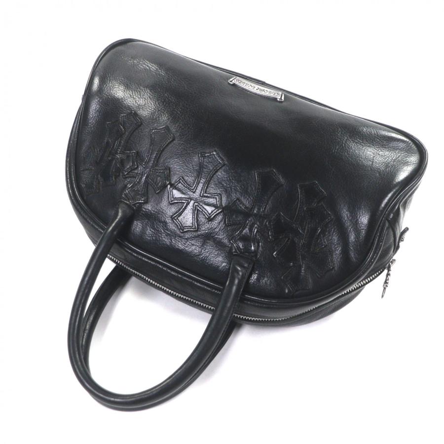 良品▼CHROME HEARTS クロムハーツ ジムバッグ SM レザー クロスパッチ ダガージップ オールドタイプ ハンドバッグ ブラック シルバー金具 保存袋付き メンズ 良品▽CHROME HEARTS クロムハーツ ジムバッグ SM レザー クロスパッチ