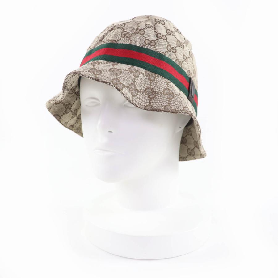[GUCCI] GGマーク シェリーライン　 バケットハット GUCCI（グッチ） 未使用品☆GUCCI ロゴ金具付 GGキャンバス シェリー