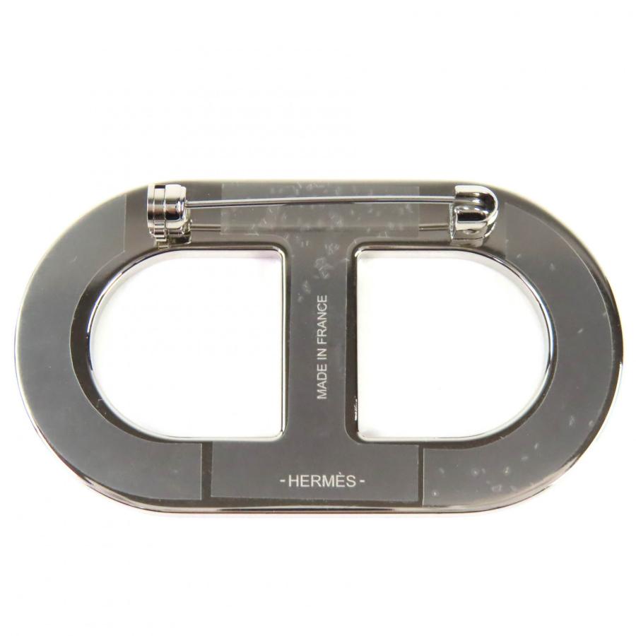 未使用品△HERMES エルメス シェーヌダンクル アリゲーターマット ブローチ ゴールド シルバー金具 フランス製 レディース 定価129800円_1