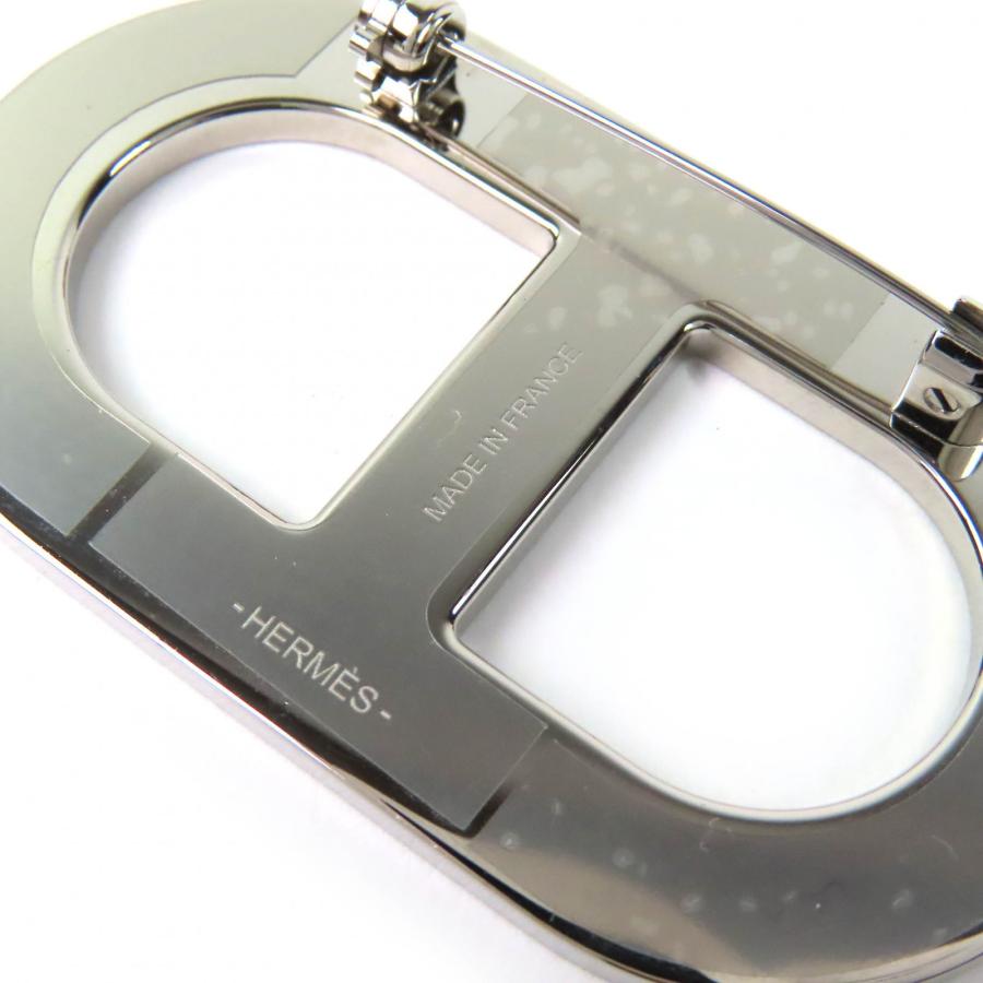 未使用品△HERMES エルメス シェーヌダンクル アリゲーターマット ブローチ ゴールド シルバー金具 フランス製 レディース 定価129800円_4