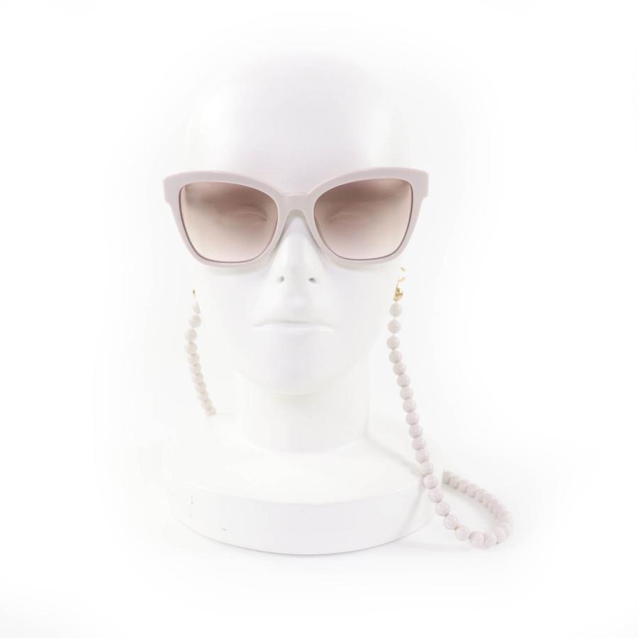 美品★CHANEL シャネル 5487-A ココマーク ボールチェーン付 サングラス ライトベージュ 55□18 140 箱付き イタリア製 レディースの画像