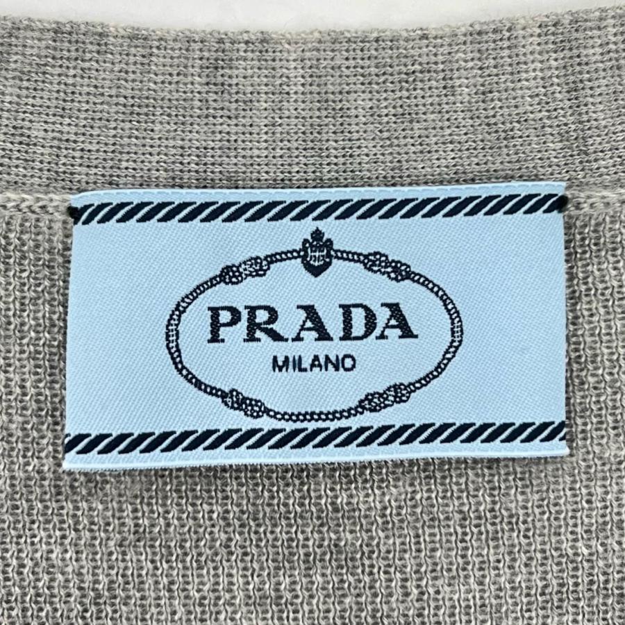 美品▲PRADA プラダ 2019年製 カシミヤ シルク Vネック 長袖 カーディガン グレー 無地 38 正規品 レディース PRADA（プラダ） 美品△PRADA 2019年製 カシミヤ シルク Vネック 長袖