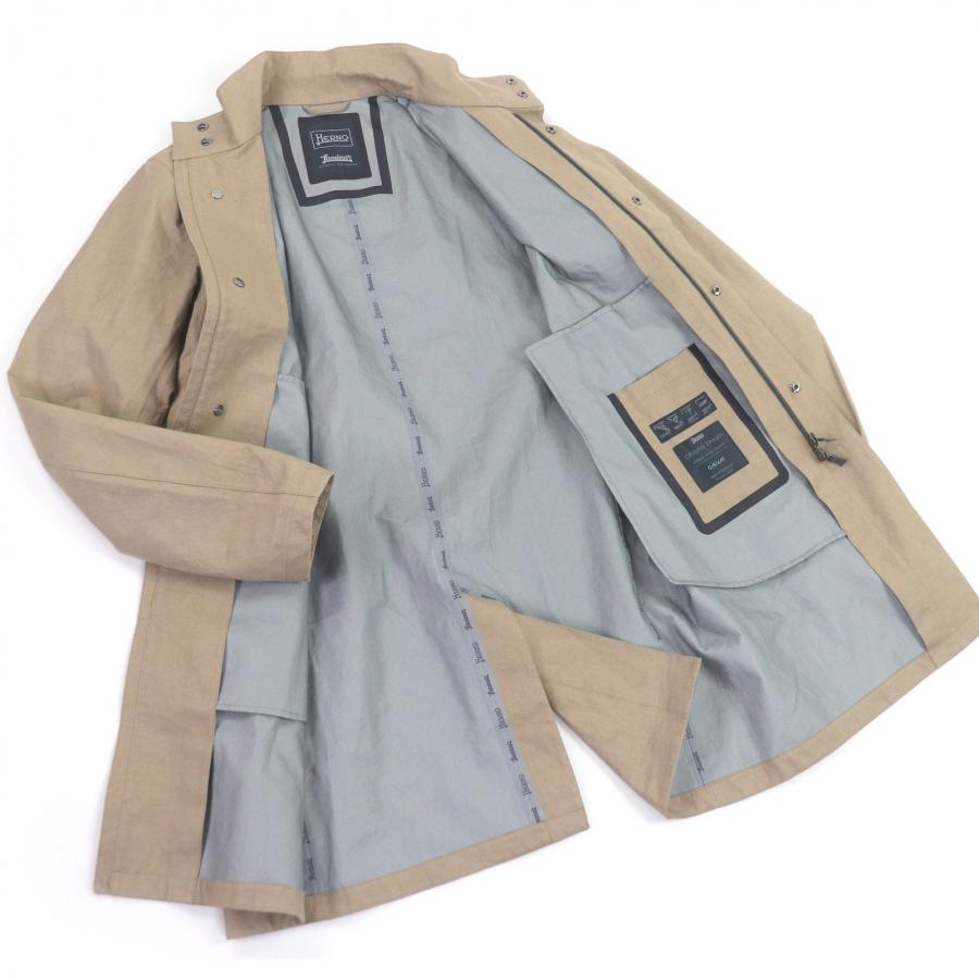 極美品□Herno ヘルノ IM041UL リネン100% ラミナー OFFICINA TESSILE フライフロント スタンドカラーコート ベージュ 48 正規品 メンズ HERNO（ヘルノ） 極美品□Herno IM041UL リネン100% ラミナー OFFICINA