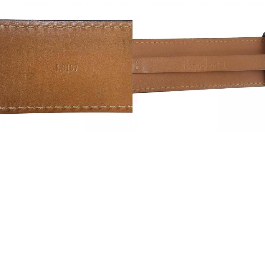 良品△BERLUTI ベルルッティ ピンバックル レザー ベルト ブラック