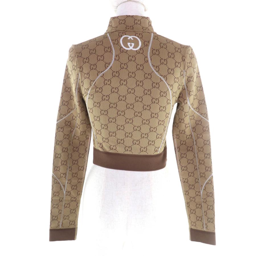 直営店購入★GUCCIトップスM ブラウン GUCCI（グッチ） 未使用品☆GUCCI 715524 GG柄 ハーフZIP 長袖