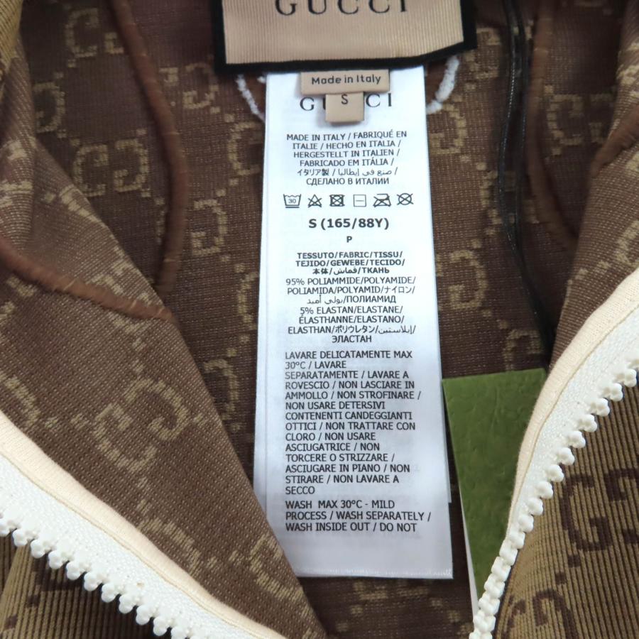 直営店購入★GUCCIトップスM ブラウン GUCCI（グッチ） 未使用品☆GUCCI 715524 GG柄 ハーフZIP 長袖