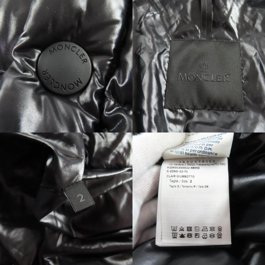 極美品★MONCLER モンクレール 22-23AW H20931A00022 CLAIR ラバーロゴワッペン付 ZIP UP ダウンジャケット 黒 2 正規品 レディースの画像