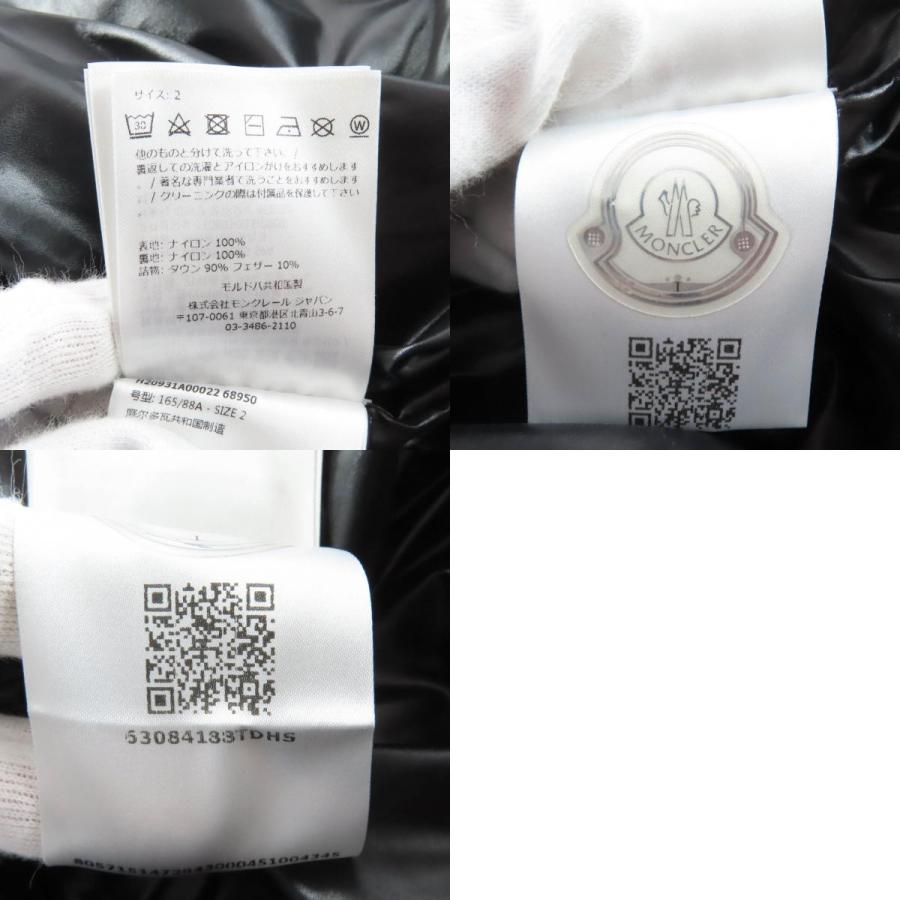極美品★MONCLER モンクレール 22-23AW H20931A00022 CLAIR ラバーロゴワッペン付 ZIP UP ダウンジャケット 黒 2 正規品 レディースの画像