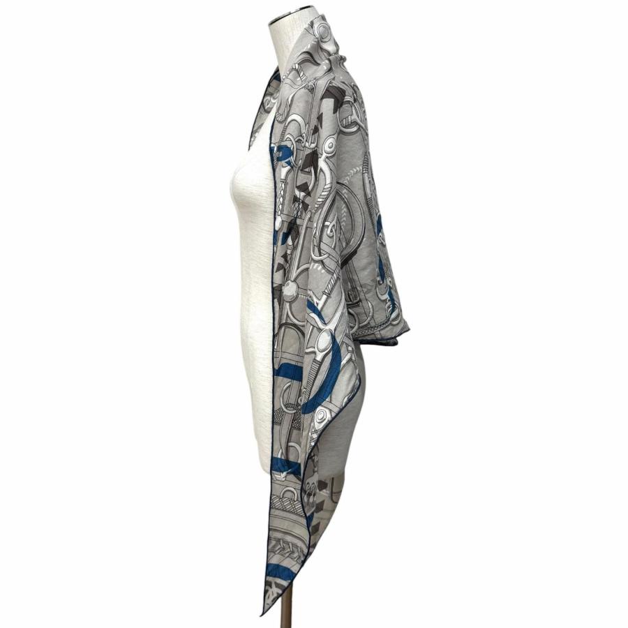 美品★HERMES エルメス ロザンジュ Panoplie Equestre 乗馬の装具一式 カシミヤ シルク混 ストール ショール マルチ 仏製 レディース_3