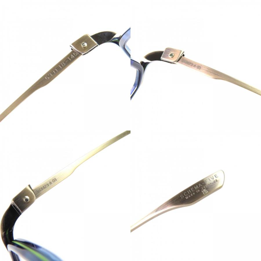 極美品△DITA ディータ DTX423 SCHEMA-FIVE メガネ 眼鏡 アイウェア クリアブルー（マーブル) ゴールド 53□18 145 日本製 定価103400円_9