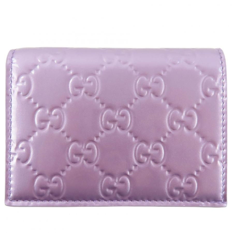 未使用品◇GUCCI グッチ 847207 パテントレザー GGエンブレム スモールウォレット 二つ折り財布 メタリックパープル 箱・保存袋付き イタリア製 レディース 現行品 定価91,300円 GUCCI（グッチ） 未使用品◇GUCCI 847207 パテントレザー GGエンブレム