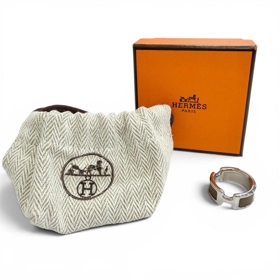 ◇エルメス◇ HERMES オランプ リング XS レザー シルバー エトゥープ HERMES（エルメス） 未使用品△HERMES オランプ リング 指輪 レザー