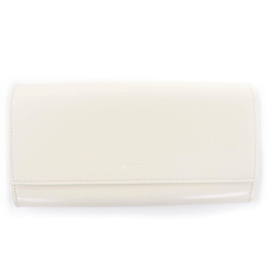 未使用品☆JIL SANDER ジルサンダー ロゴ入り レザー ロングウォレット 長財布 ホワイト 保存袋付き イタリア製 レディース JIL SANDER（ジルサンダー） 未使用品☆JIL SANDER ロゴ入り レザー