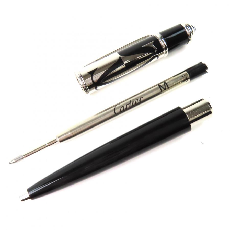 極美品△Cartier カルティエ ST180121 ディアボロ ドゥ カルティエ ロゴタイプ デコール ツイスト式 ボールペン ブラック シルバー ケース付き メンズ 筆記確認済み Cartier（カルティエ） 極美品△Cartier ST180121 ディアボロ ドゥ