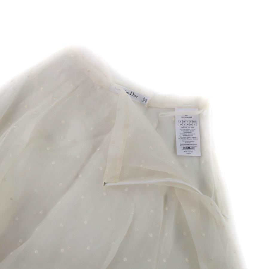 極美品★Christian Dior クリスチャンディオール 8C21329A1684 シルク100％ ドット柄 チュールスカート ロングスカート 38 伊製 正規品の画像