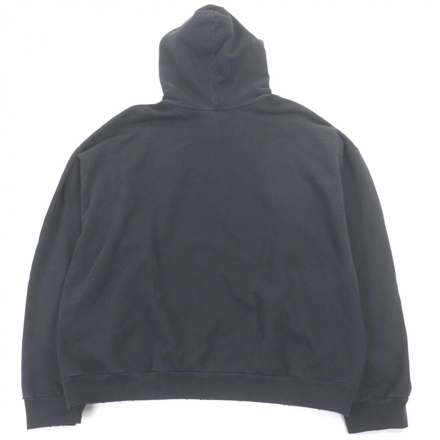 極美品□BALENCIAGA バレンシアガ 2023年製 744463 DIY COLLEGE LOGO HOODIE コットン100％ ダメージ加工 プルオーバーパーカー フーディー ブラック M 正規品 メンズ BALENCIAGA（バレンシアガ） 極美品□BALENCIAGA 2023年製 744463 DIY