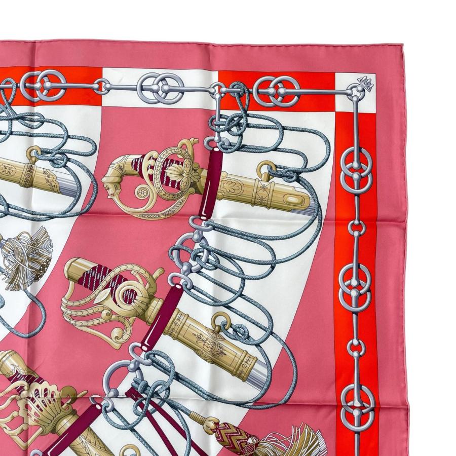 極美品☆エルメス スカーフ Cliquetis カチカチ剣柄 カレ90 ロゴ HERMES（エルメス） 極美品△HERMES カレ90 Cliquetis カチカチ 剣柄