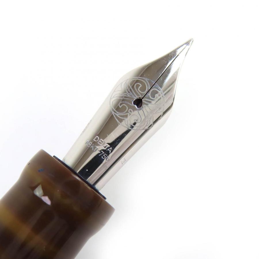 美品△DELTA デルタ 少数民族シリーズ インディオ LIMITED EDITION 2006 925 ペン先18K Mニブ  万年筆 ボールペン 2本セット ブラック ブラウン シルバー 重量68.44g メンズ 美品△DELTA デルタ 少数民族シリーズ インディオ 2006 925 ペン先18K