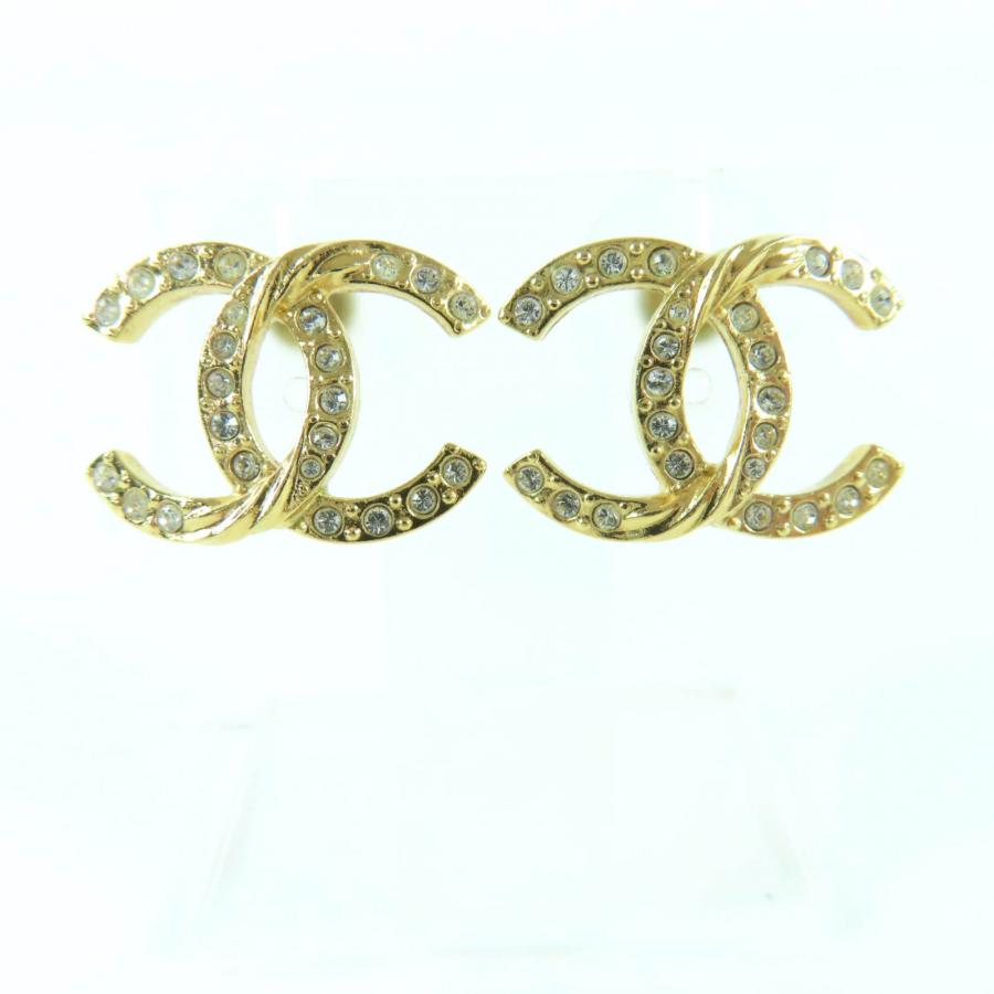 CHANEL ココマーク ピアス ヴィンテージ シャネル ピンクストーン 金 CHANEL（シャネル） 美品☆CHANEL A24V ココマーク ラインストーン