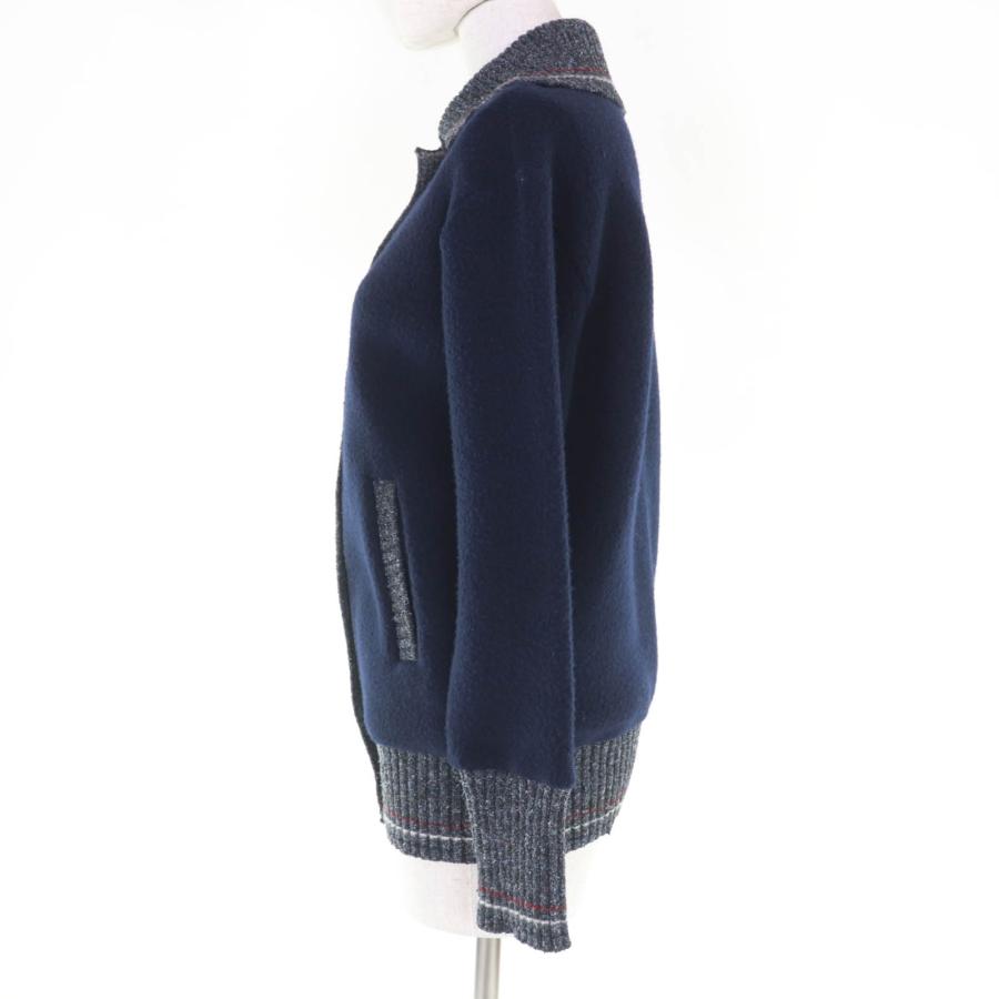 極美品☆THOM BROWNE トムブラウン FJT350A コットン シルク カシミヤ混 長袖ニット カーディガン ネイビー 36 伊製 正規品 レディースの画像