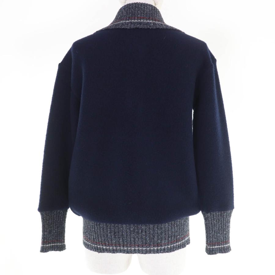 極美品☆THOM BROWNE トムブラウン FJT350A コットン シルク カシミヤ混 長袖ニット カーディガン ネイビー 36 伊製 正規品 レディースの画像