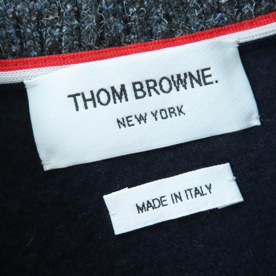 極美品☆THOM BROWNE トムブラウン FJT350A コットン シルク カシミヤ混 長袖ニット カーディガン ネイビー 36 伊製 正規品 レディースの画像