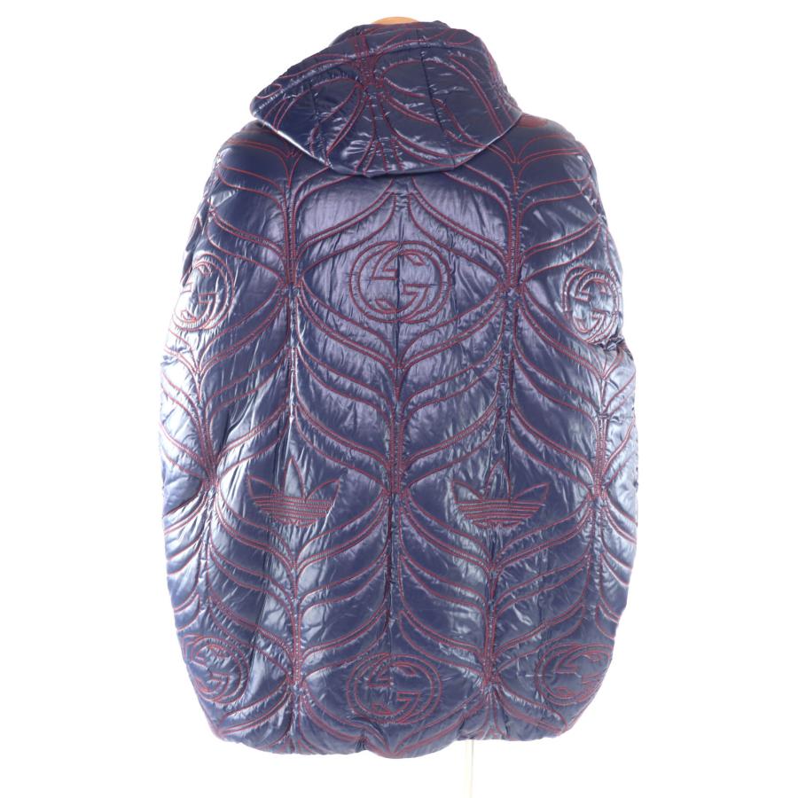 未使用品★GUCCI×  グッチ×アディダス 727794 フード付 インターロッキングG トレフォイルロゴ ZIP UP 中綿 ポンチョ ネイビー S イタリア製 正規品 メンズ 未使用品☆GUCCI×adidas グッチ×アディダス 727794 フード付 インター