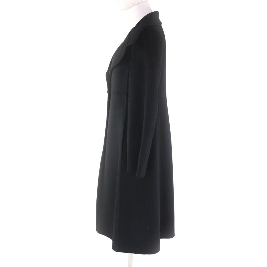 極美品★Max Mara マックスマーラ カシミヤ100% 白タグ Cucito A Mano コート アウター ブラック 40 イタリア製 正規品 レディースの画像