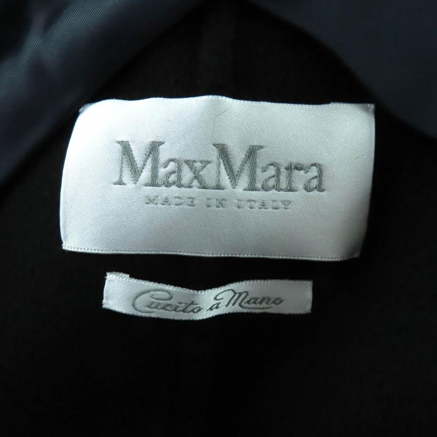 極美品★Max Mara マックスマーラ カシミヤ100% 白タグ Cucito A Mano コート アウター ブラック 40 イタリア製 正規品 レディースの画像