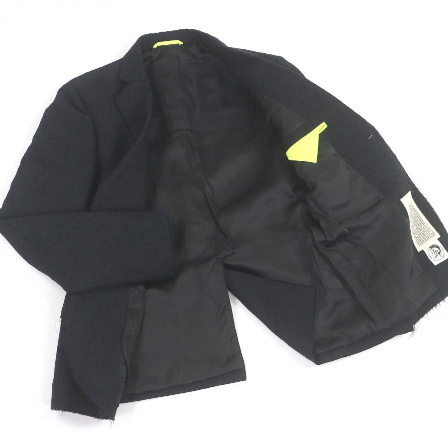 美品□DIESEL ディーゼル クラッシュ加工 シングル デザインジャケット パンツ セットアップ ブラック 46/28 イタリア製 正規品 メンズ DIESEL（ディーゼル） 美品□DIESEL クラッシュ加工 シングル デザイン