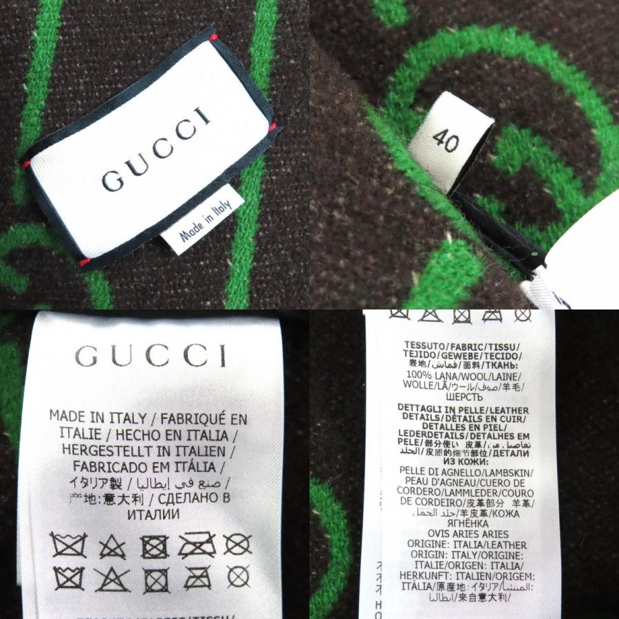 極美品△GUCCI グッチ 609030 チェック柄 裏地GG柄 ホースビット フード付き ロング ウールコート ブラウン系 グリーン系 40 伊製 正規品_8