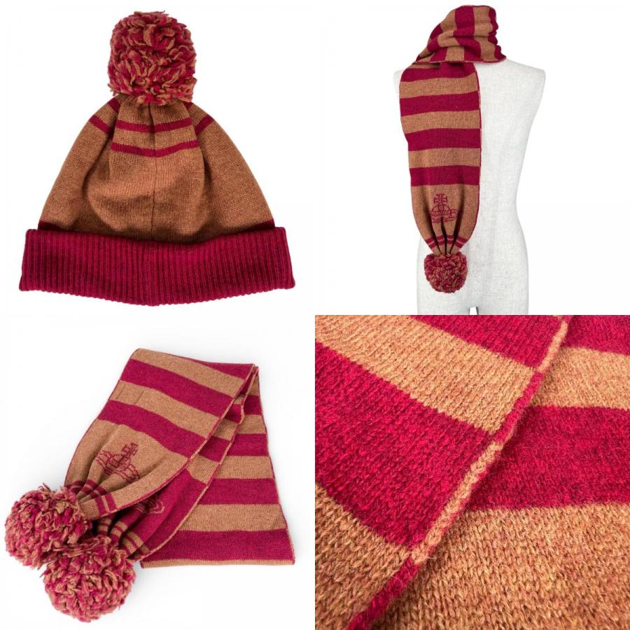 Vivienne Westwood ボンボン マフラー ウール オーブ 美品△Vivienne Westwood ヴィヴィアンウエストウッド ウール100