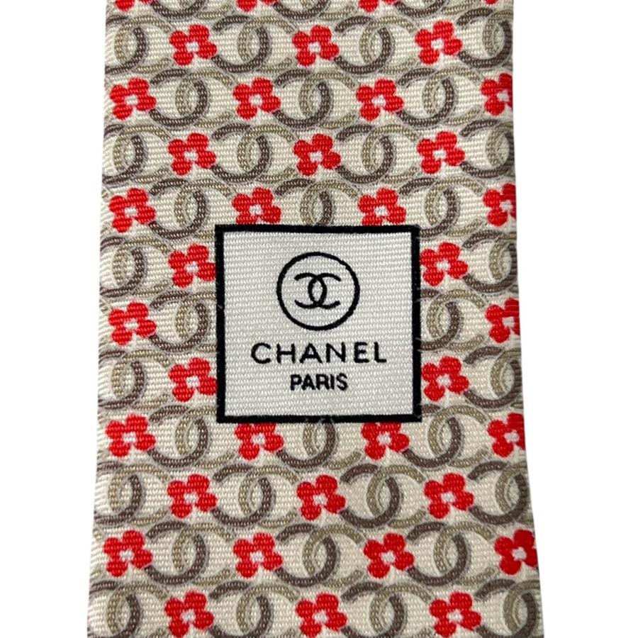 CHANEL ネクタイ シルク フラワー E232 CHANEL（シャネル） 未使用品△CHANEL シルク100% ココマーク フラワー
