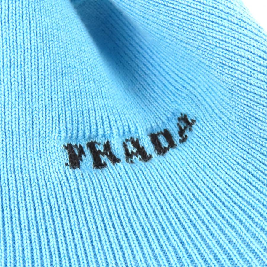 極美品△PRADA プラダ 2022年製 UMR536 S222 1113 バージンウール カシミヤ 総柄 ハイネック ニット セーター レッド系 ライトブルー 48 イタリア製 正規品 メンズ PRADA（プラダ） 極美品△PRADA 2022年製 UMR536 S222 1113 バージン