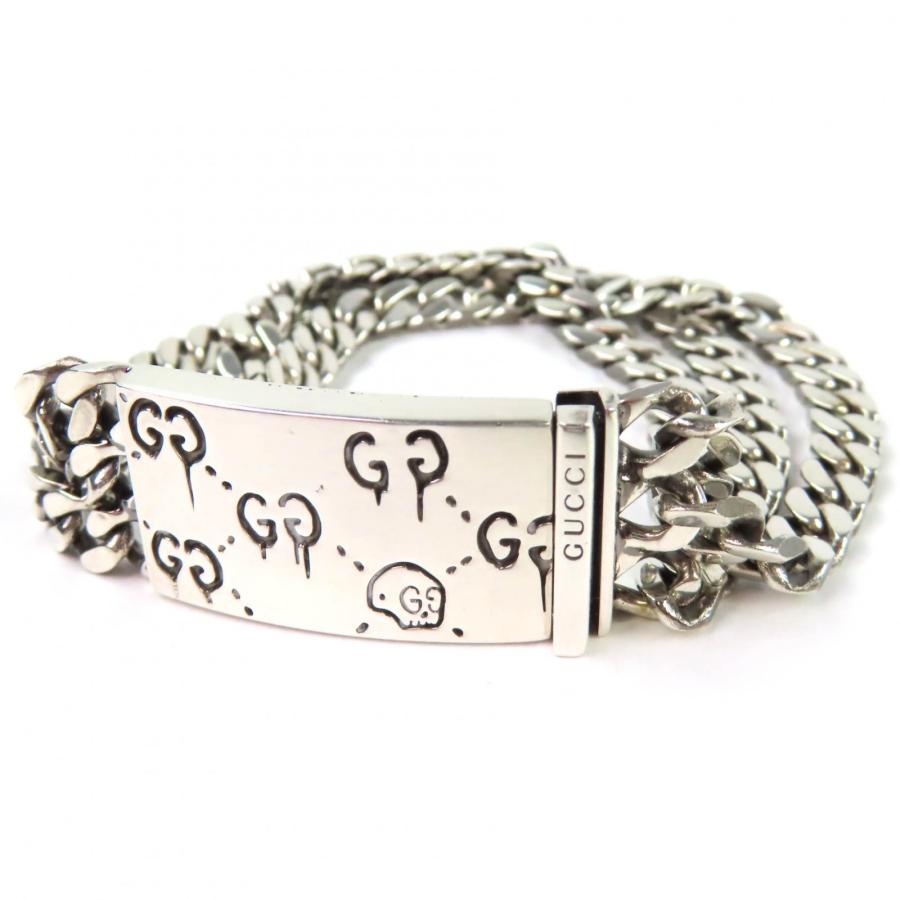 GUCCI（グッチ） 美品◇GUCCI ゴースト SV925 ドクロ GG柄 3連チェーン