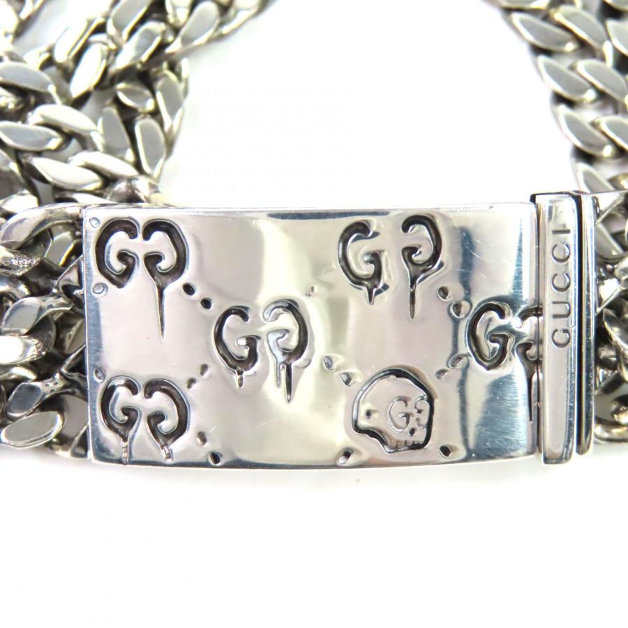 GUCCI（グッチ） 美品◇GUCCI ゴースト SV925 ドクロ GG柄 3連チェーン