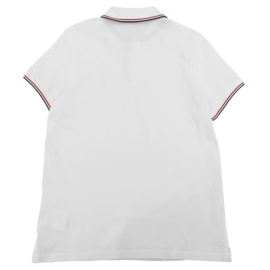 極美品▲MONCLER モンクレール MAGLIA POLO コットン100％ ロゴワッペン付き トリコロール 半袖ポロシャツ ホワイト M 正規品 メンズ MONCLER（モンクレール） 極美品△MONCLER MAGLIA POLO コットン100